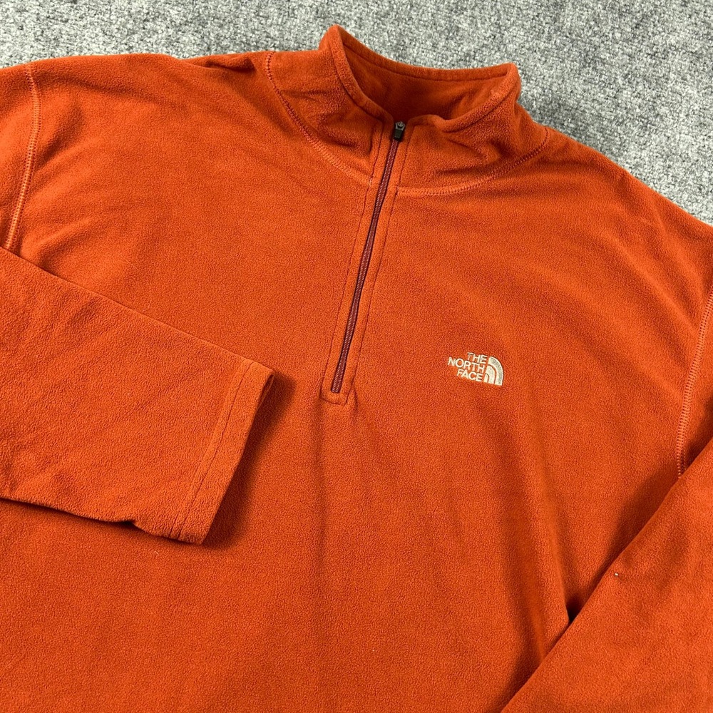 The North Face TKA 100 Fleece Pullover Mens XL Orange 1/4 Zip‎ Hiking Sweater